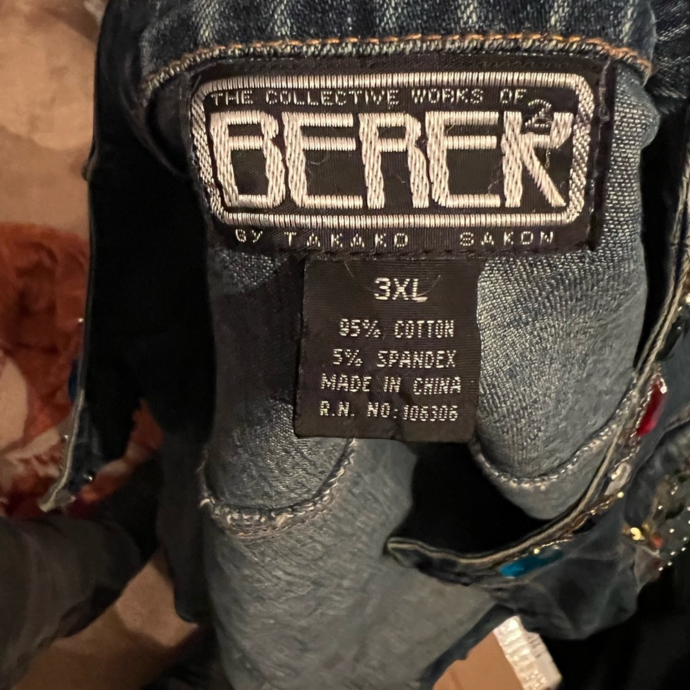 Berek 2 by Takako Sakon Art to Wear Denim Jacket w Jewels rhinestones & Sequins - Picture 7 of 9